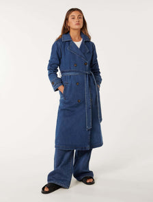 Daria Denim Trench Mid Wash