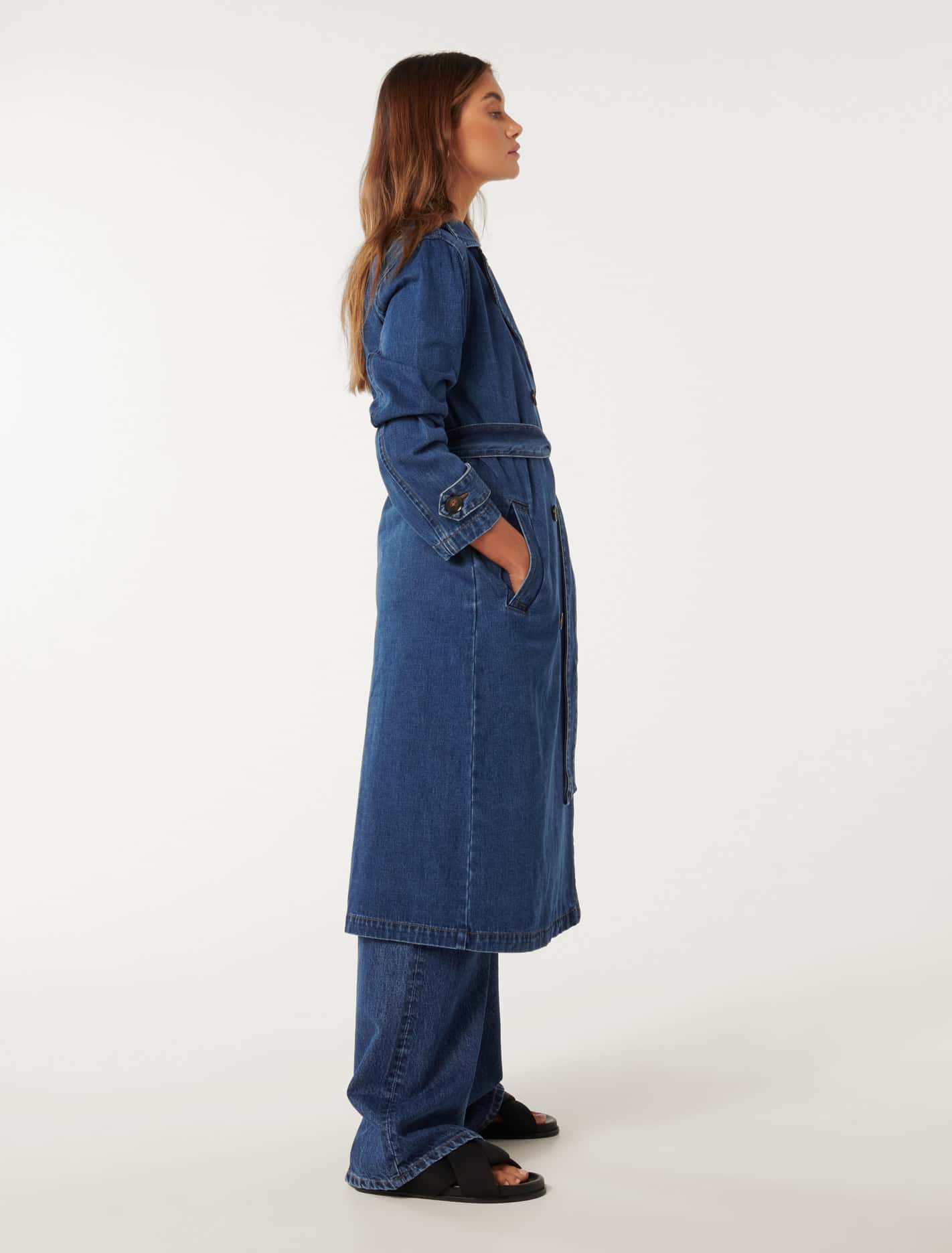 Daria Denim Trench Mid Wash