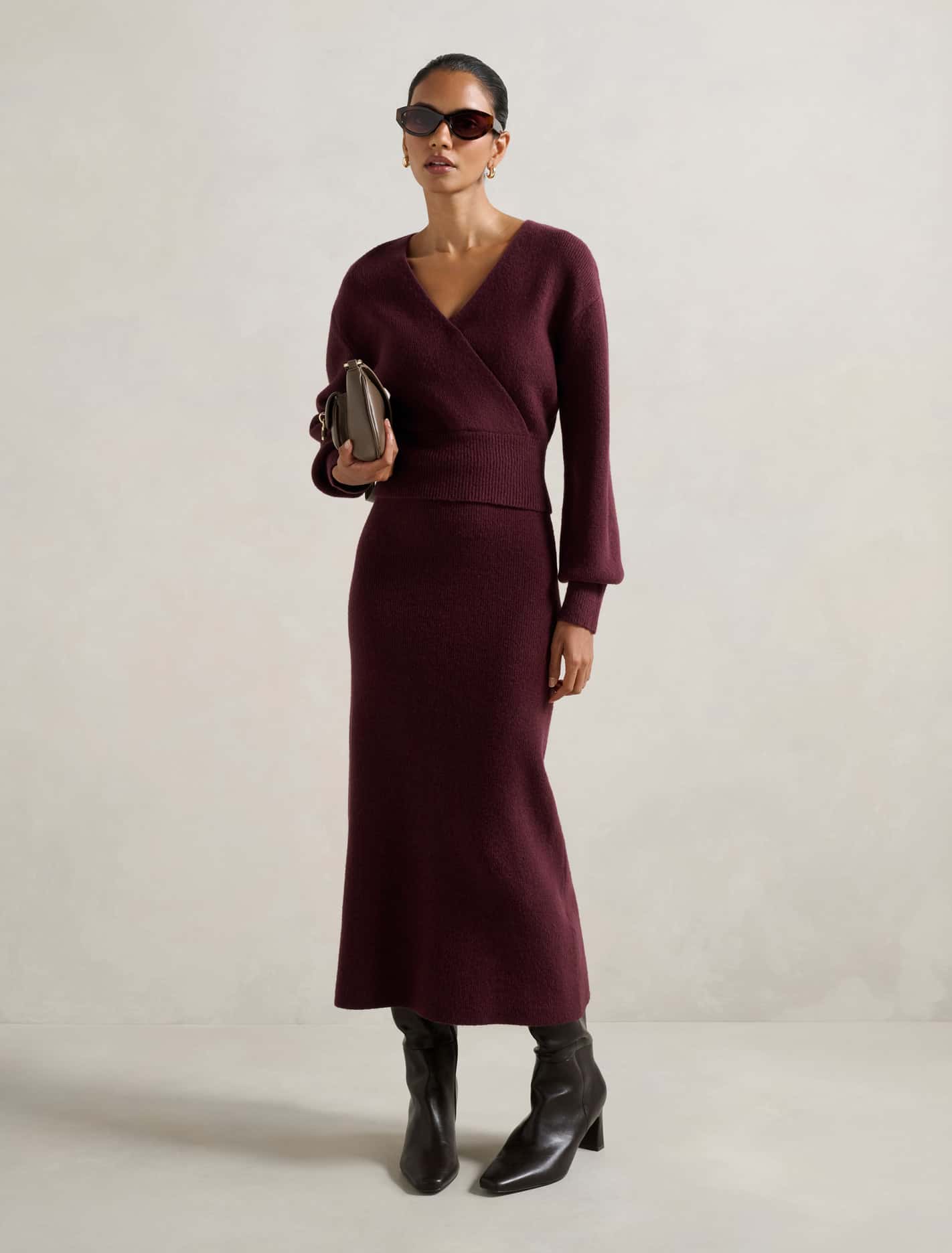 Layla Petite Co-Ord Midi Skirt Mulled Wine