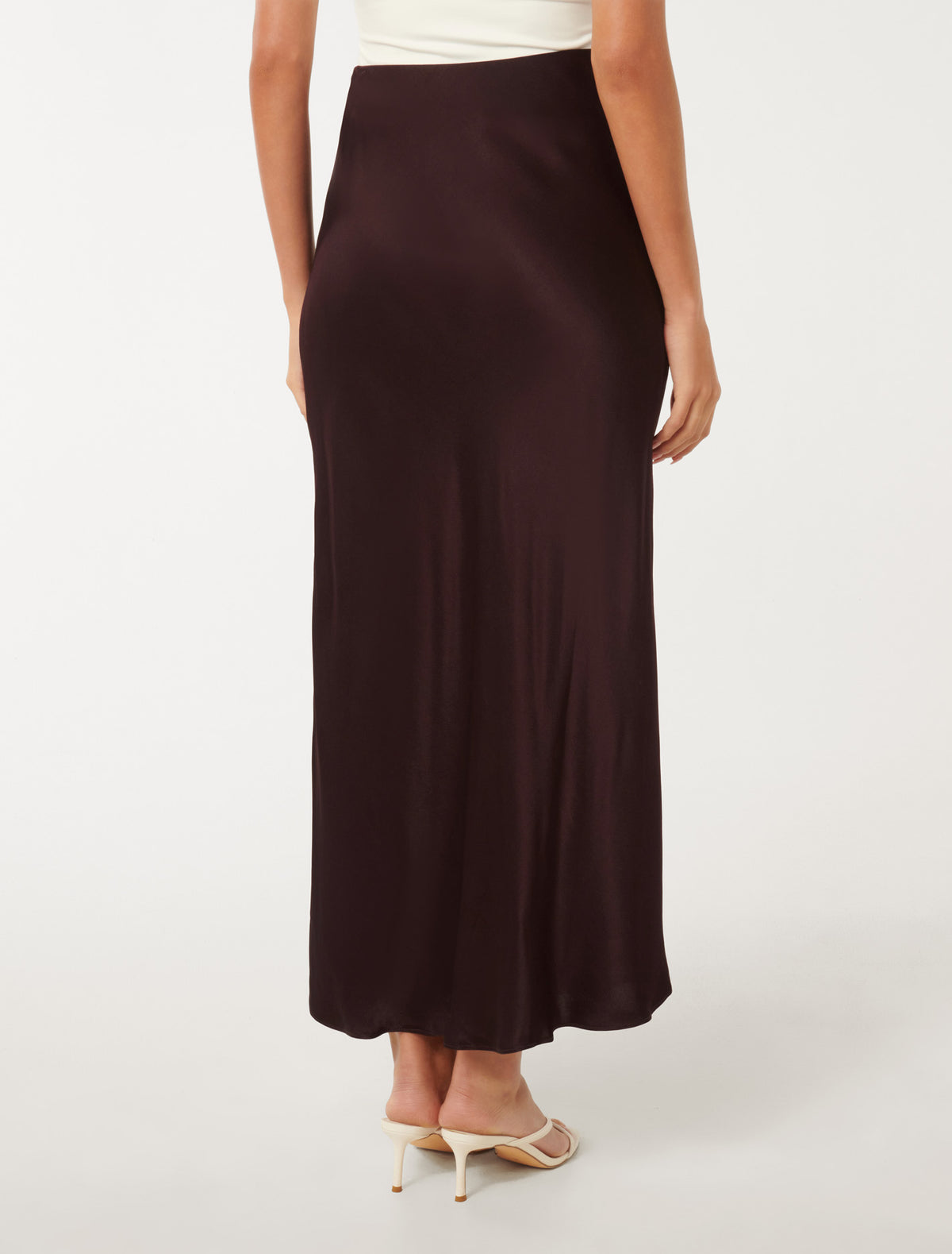 Prue Satin Bias Midaxi skirt Bitter Cherry
