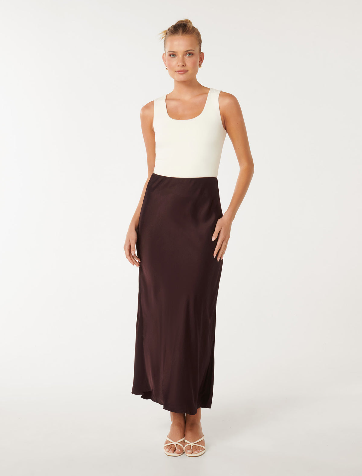 Prue Satin Bias Midaxi skirt Bitter Cherry