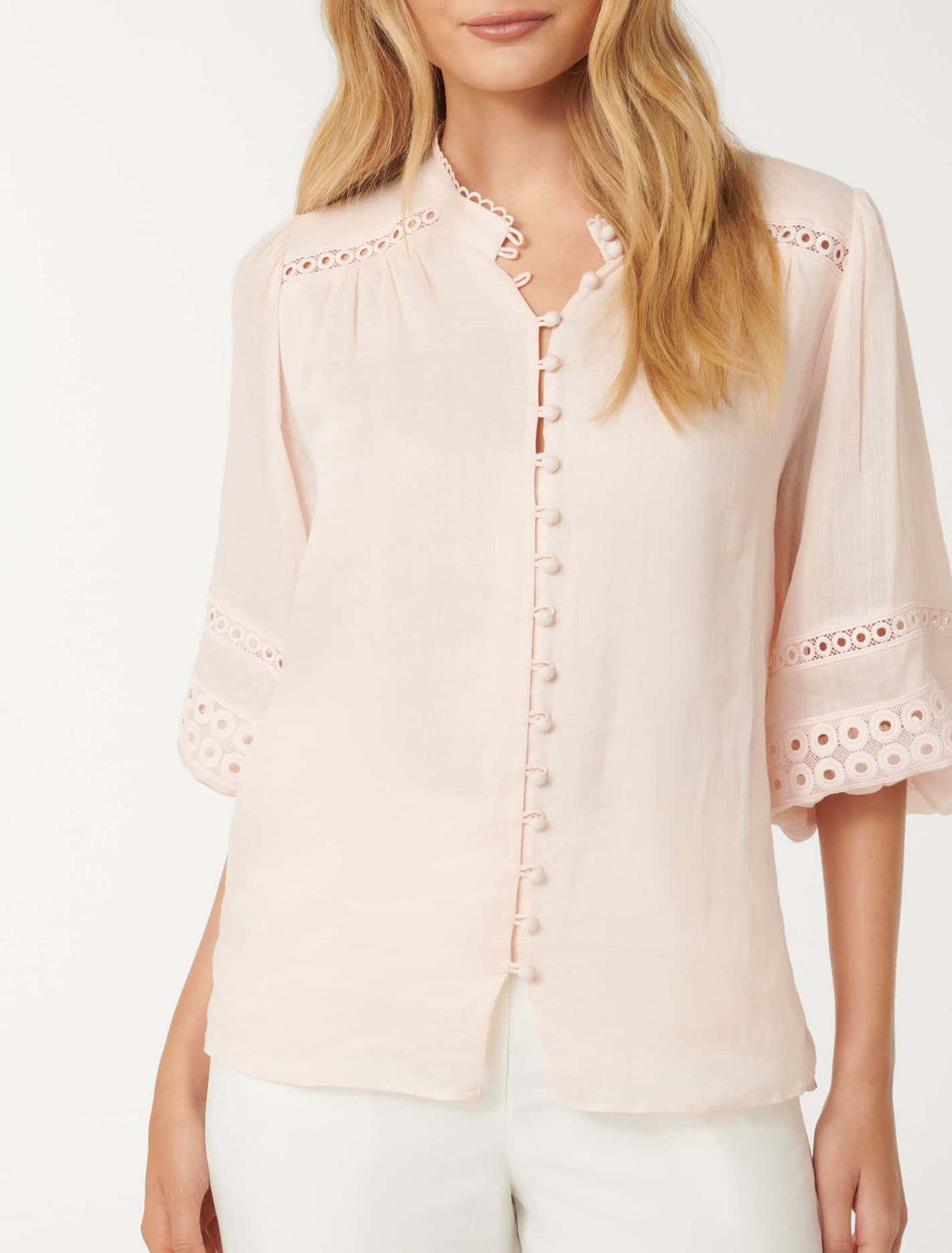 Tatiana Trim Insert Blouse Cotton Breeze