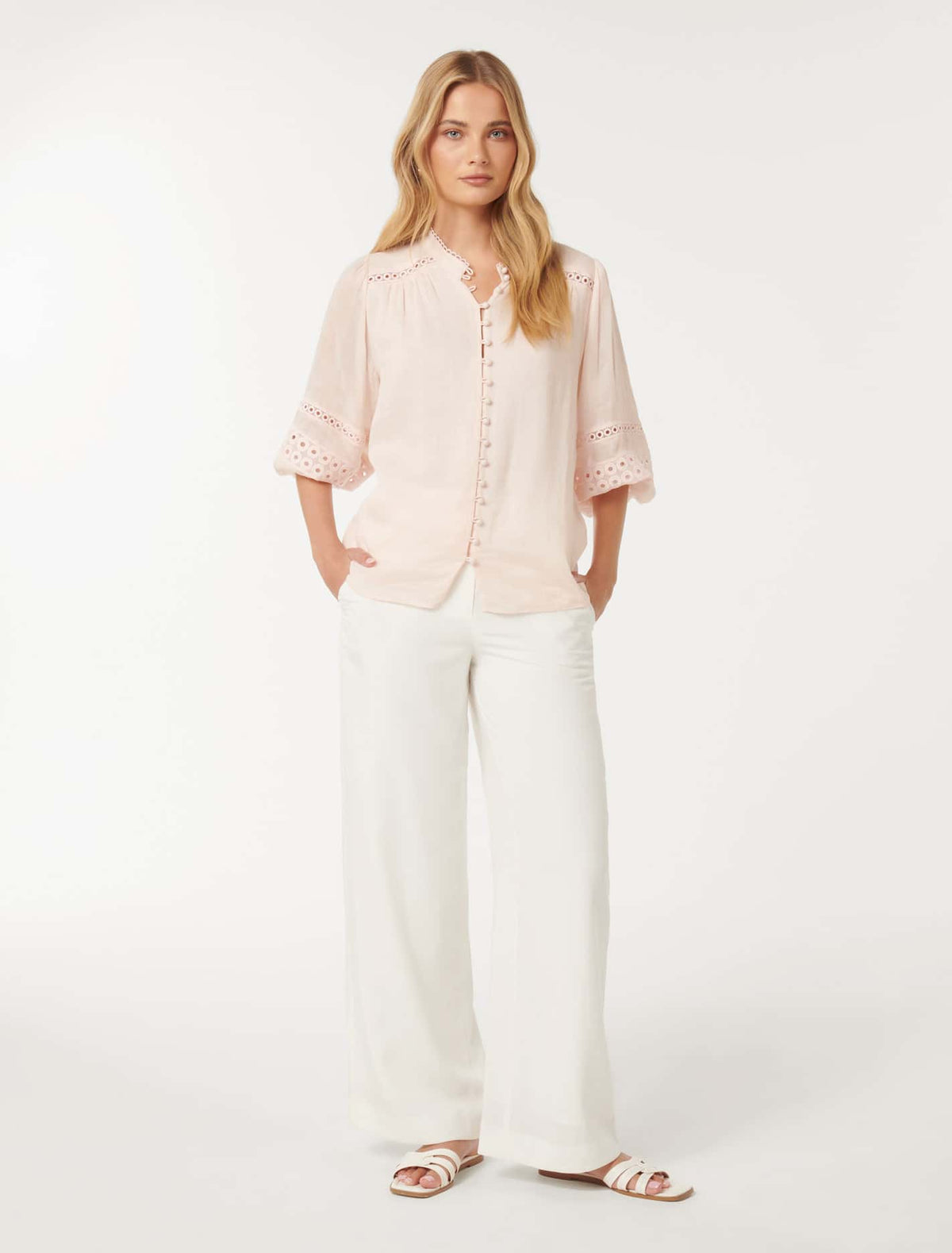 Tatiana Trim Insert Blouse Cotton Breeze