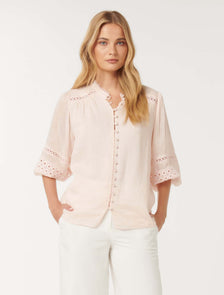 Tatiana Trim Insert Blouse Cotton Breeze