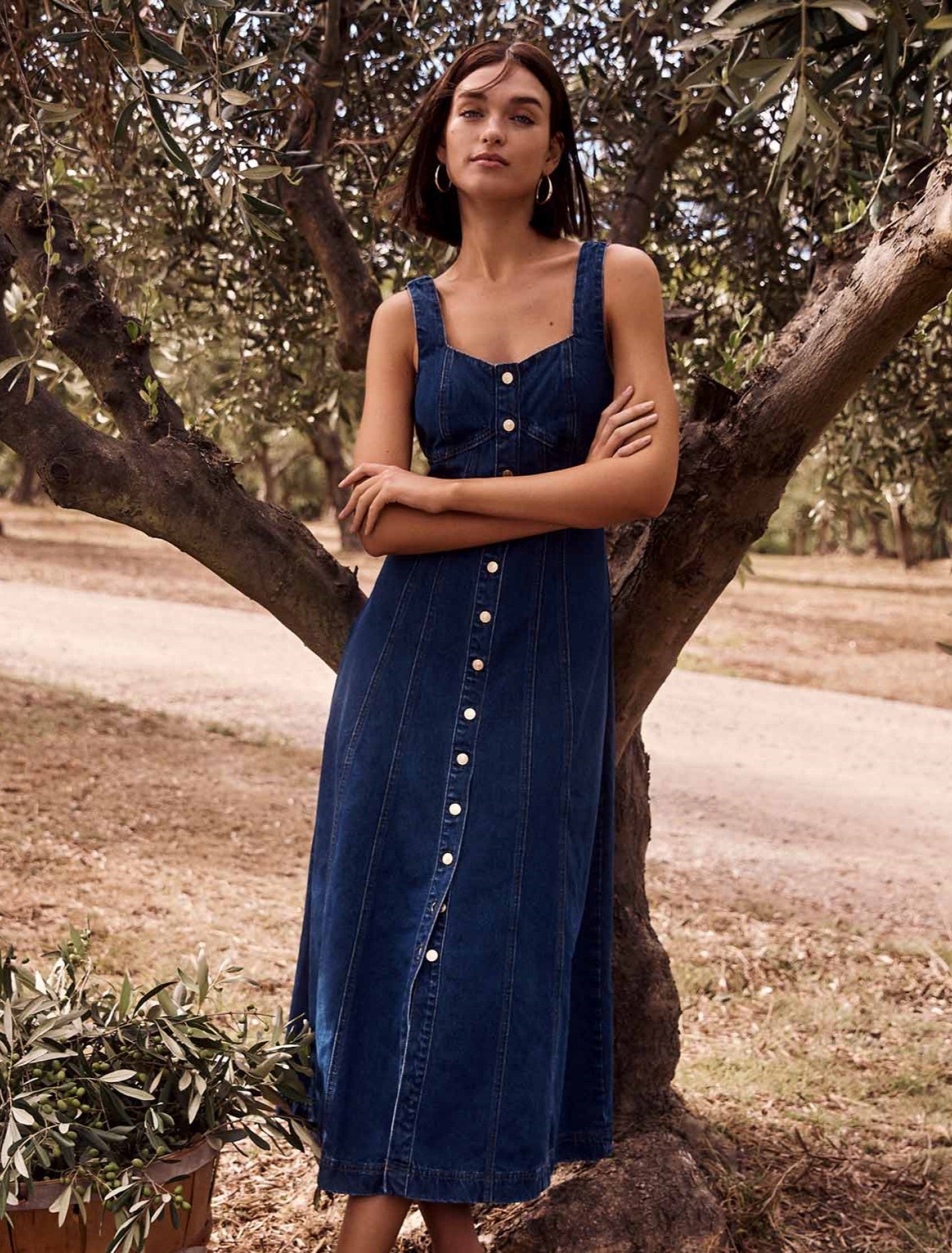 Aida Midi Dress Dark Wash