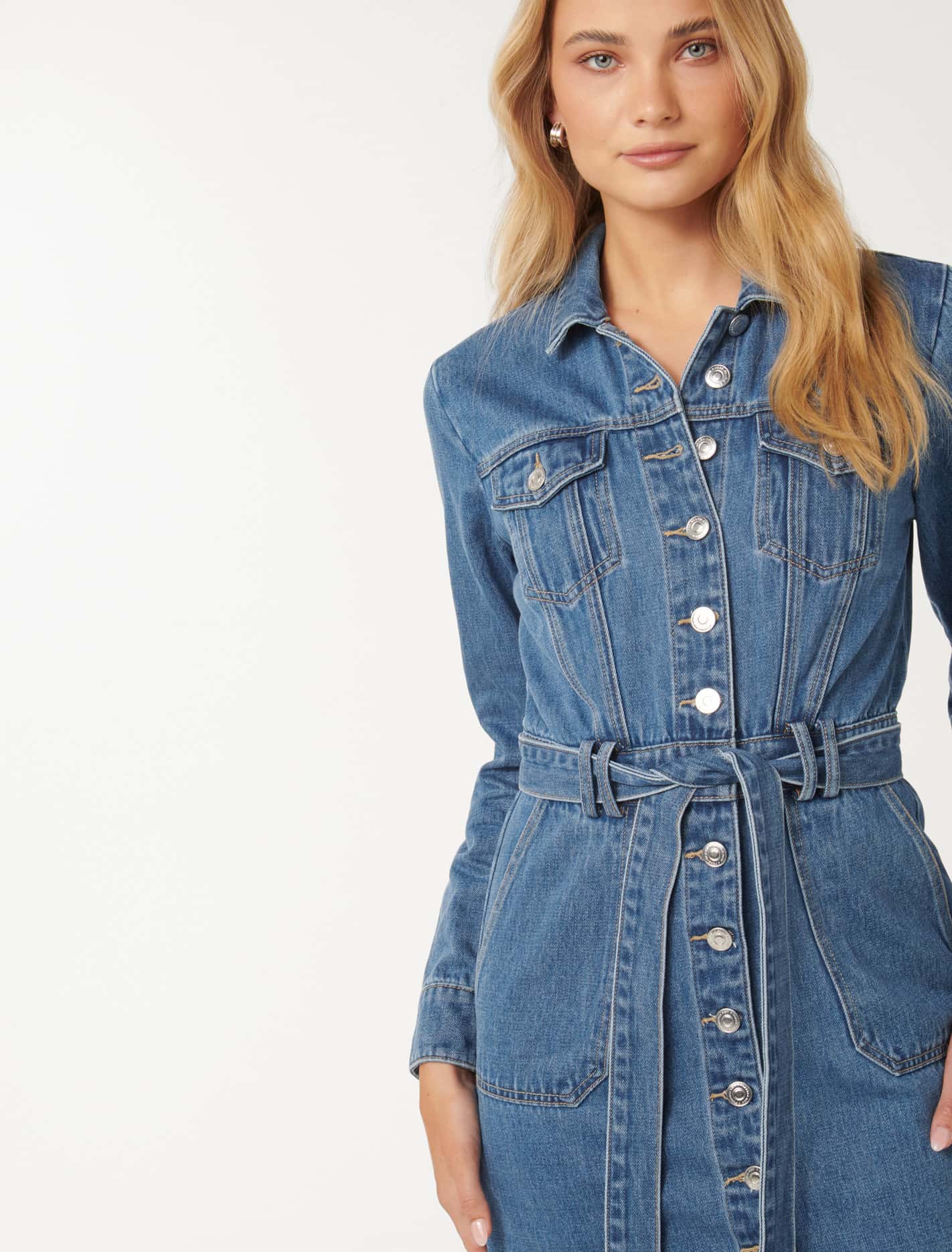 Raelyn Denim Dress Mid Wash