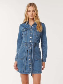 Raelyn Denim Dress Mid Wash