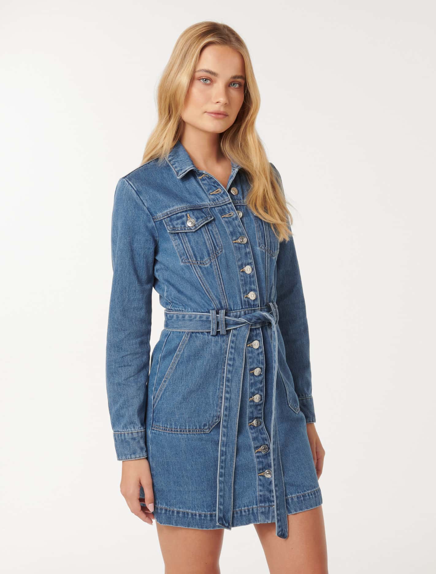 Raelyn Denim Dress Mid Wash