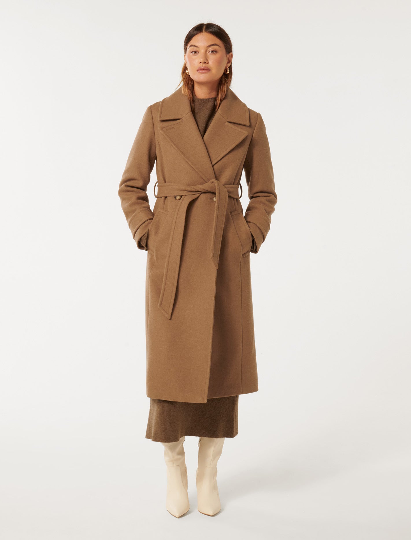 Sadie Belted Coat Dark Camel