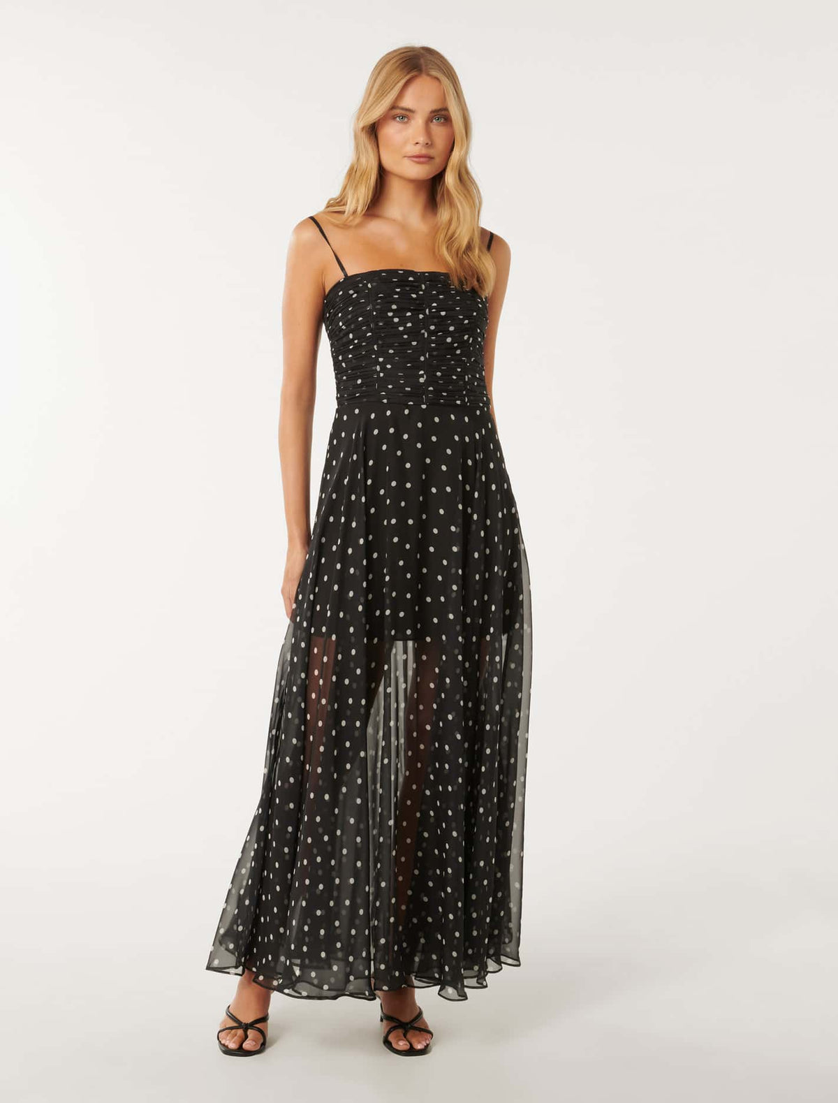 Brandy Sheer Skirt Maxi Dress Black Edmond Spot