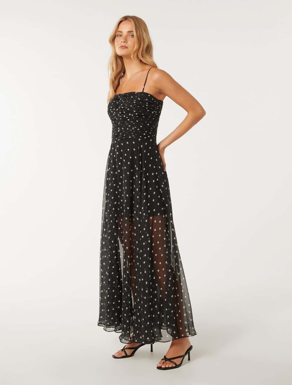 Brandy Sheer Skirt Maxi Dress Black Edmond Spot