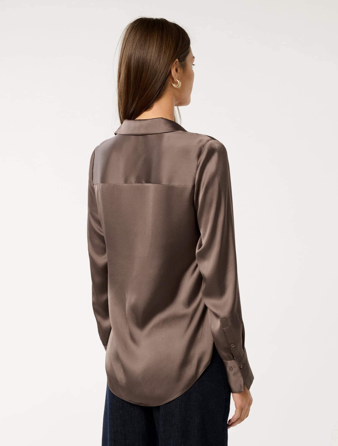 Harvey Notched Neck Satin Shirt Moonlight