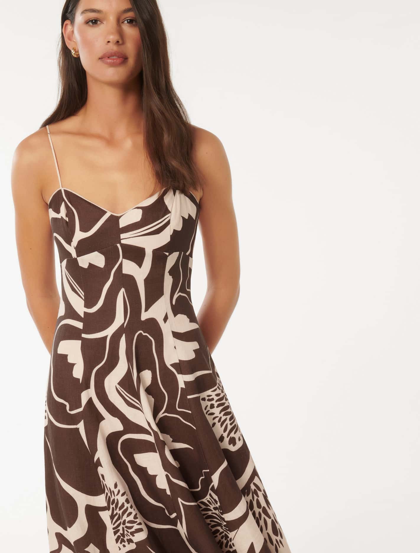 Vayda Strap Midi Sun Dress Brown Dunstan