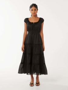 Tuscany Petite Trim Detail Midi Black