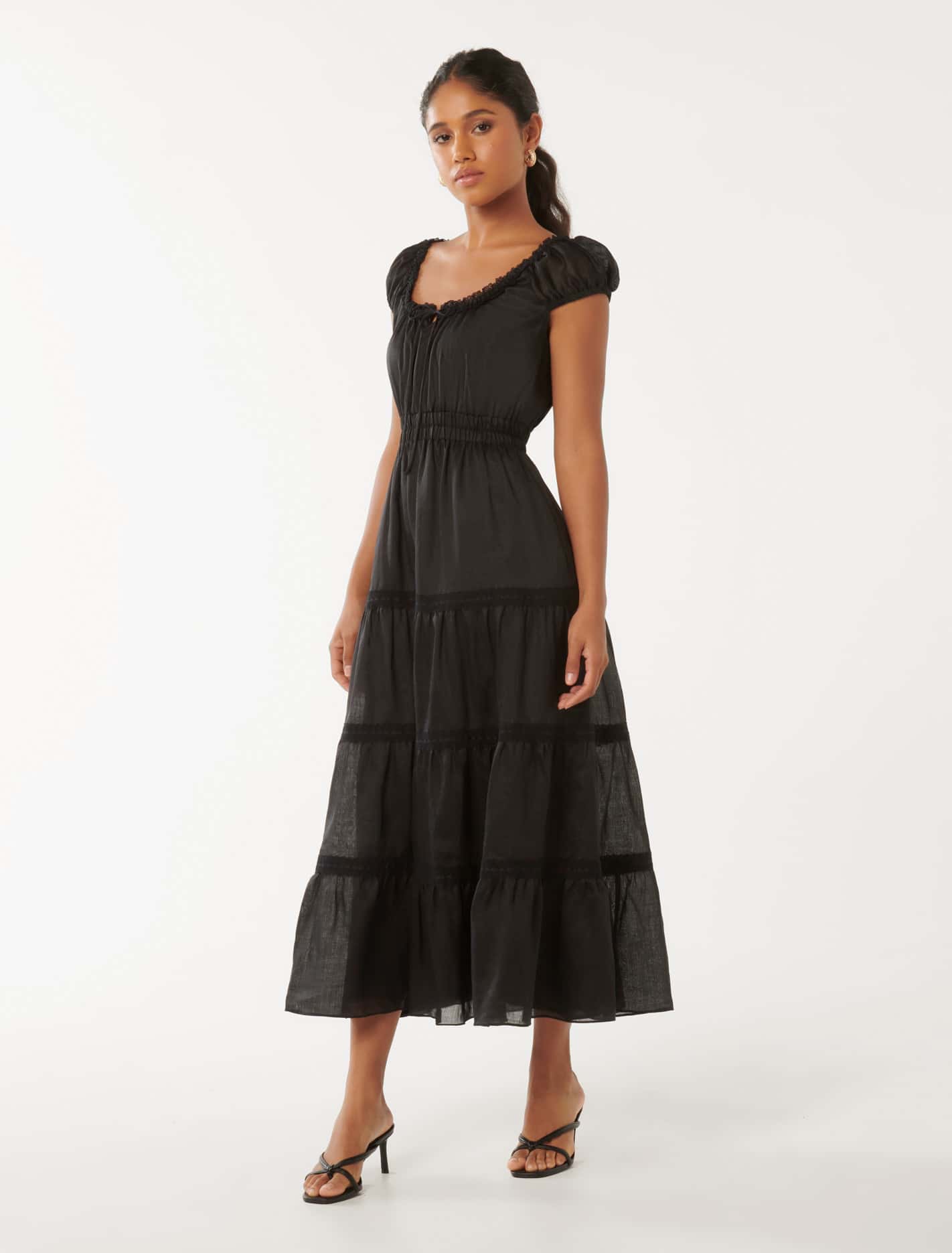 Tuscany Petite Trim Detail Midi Black