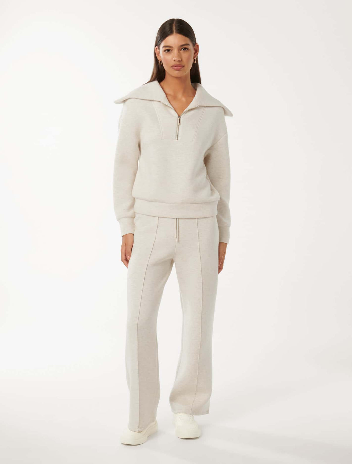 Tiana Wide Leg Sweatpants Oatmeal Marle