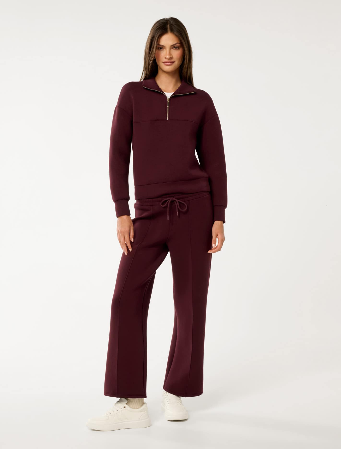 Tiana Wide Leg Track Pants Deep Maroon