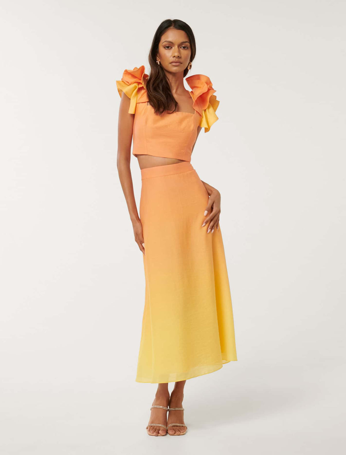 Celeste Petite Formal Midi Skirt Golden Ombre
