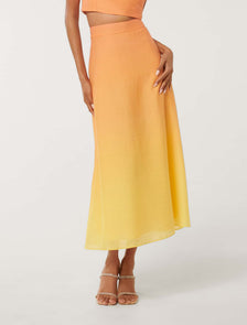 Celeste Petite Formal Midi Skirt Golden Ombre