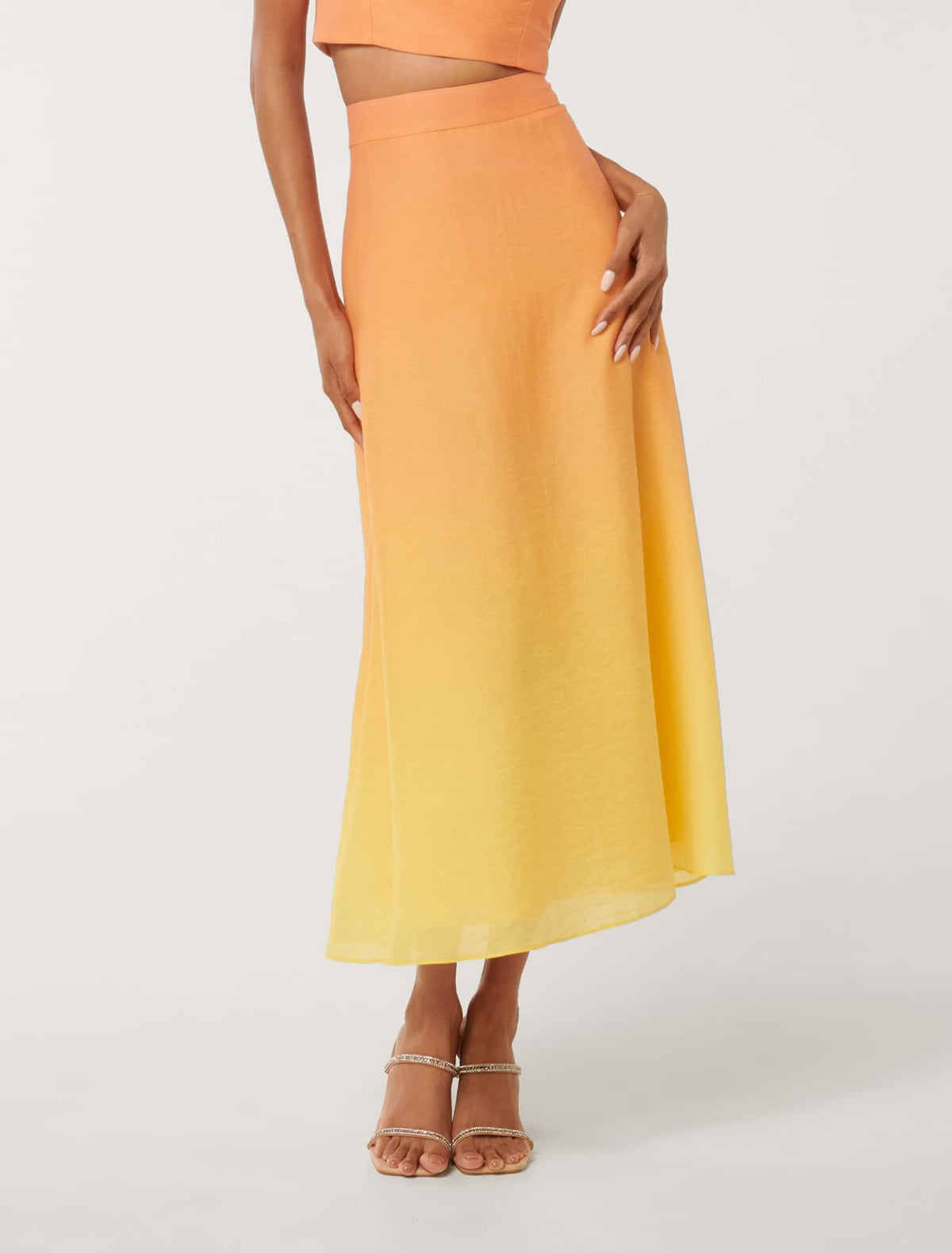 Celeste Petite Formal Midi Skirt Golden Ombre