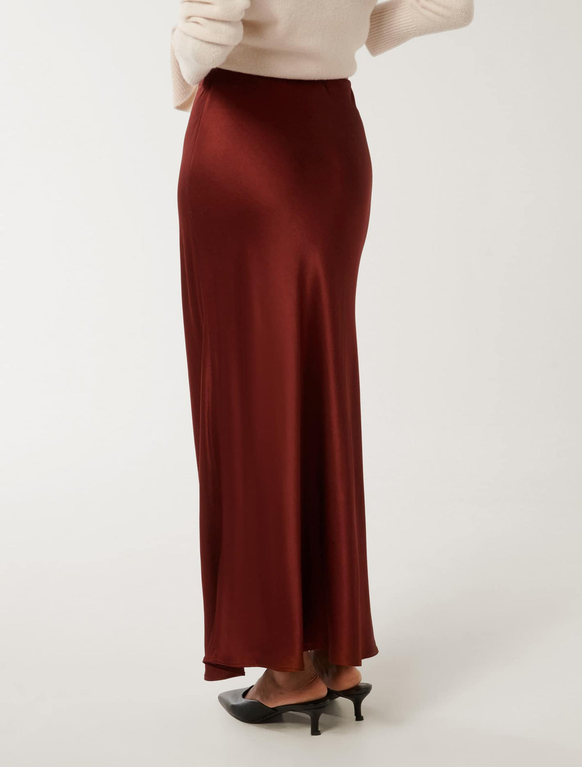Prue Petite Satin Bias Midaxi Skirt Burnt Red