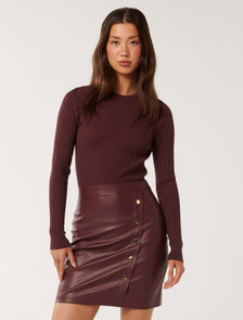 Lara Pu Mixed Mini Dress Madder Brown