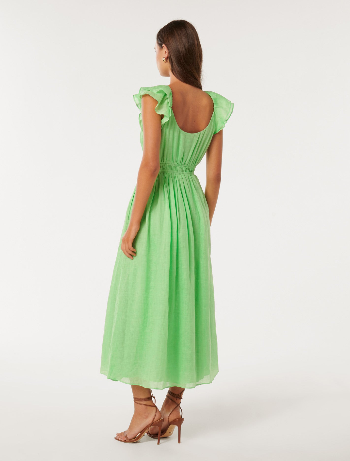 Tonya Flutter Sleeve Dress Green Guage