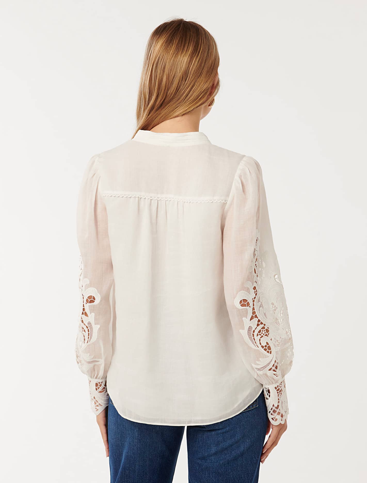 Aria Lace Mix Blouse Porcelain