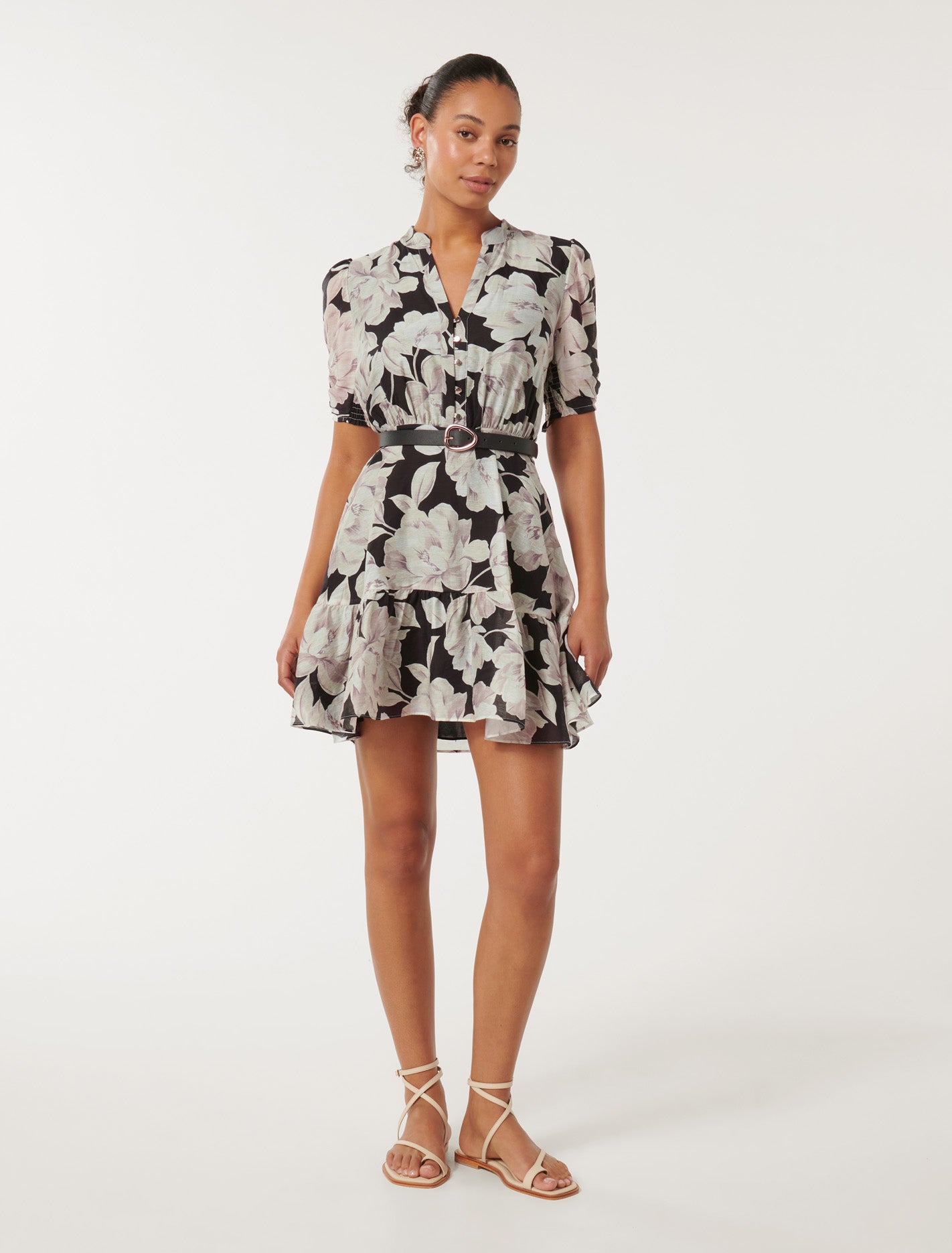 Brinkley Puff Sleeve Mini Dress Light Wright Floral