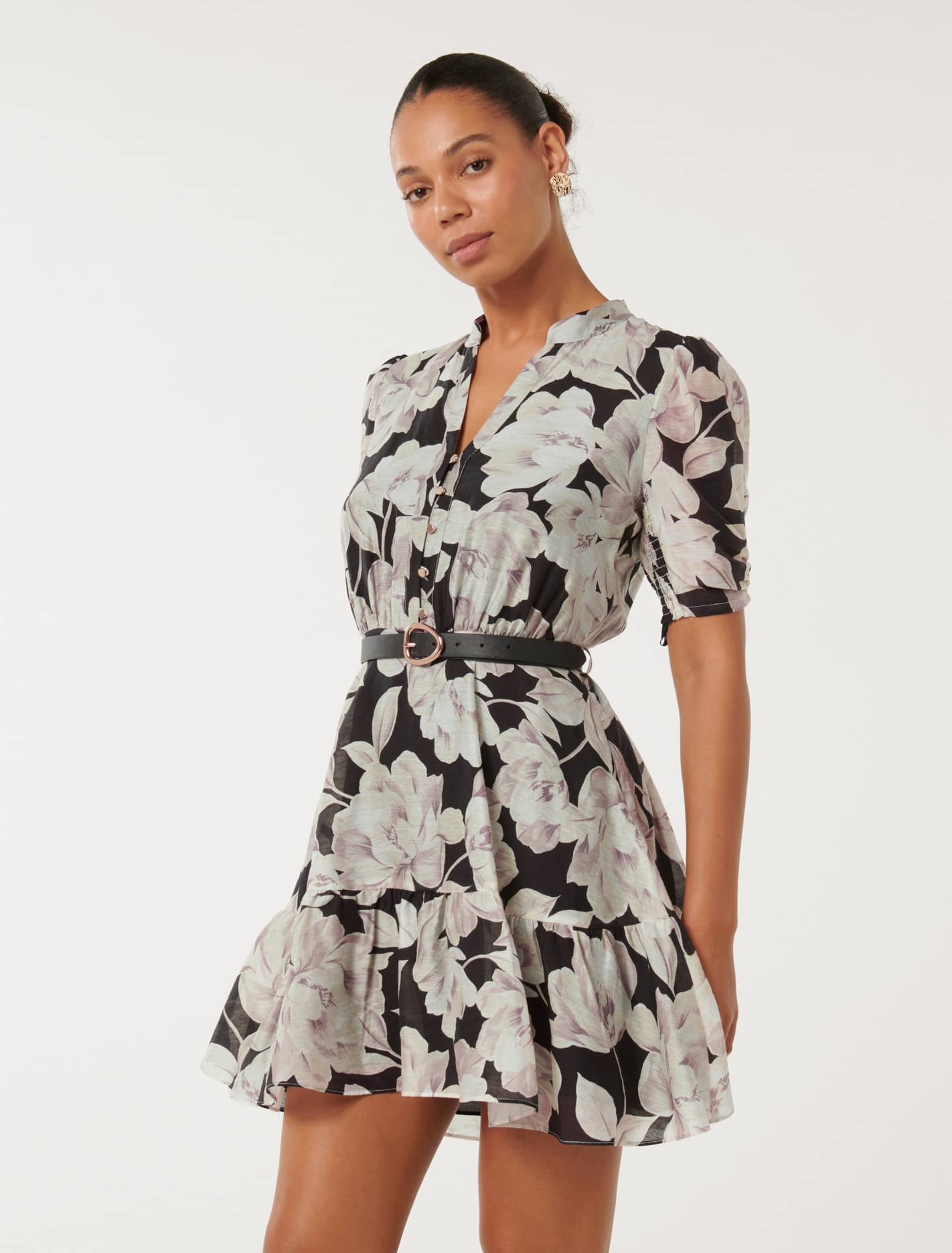 Brinkley Puff Sleeve Mini Dress Light Wright Floral