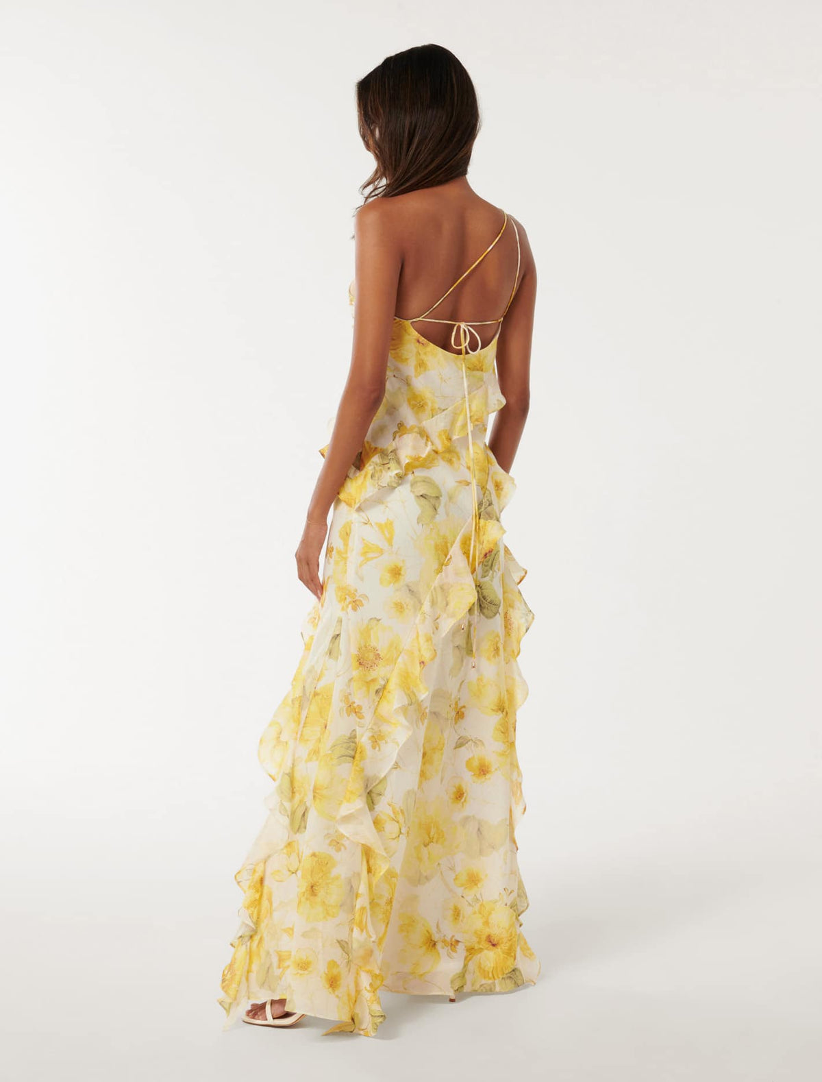 Belle Petite One Shoulder Gown Yellow Layla