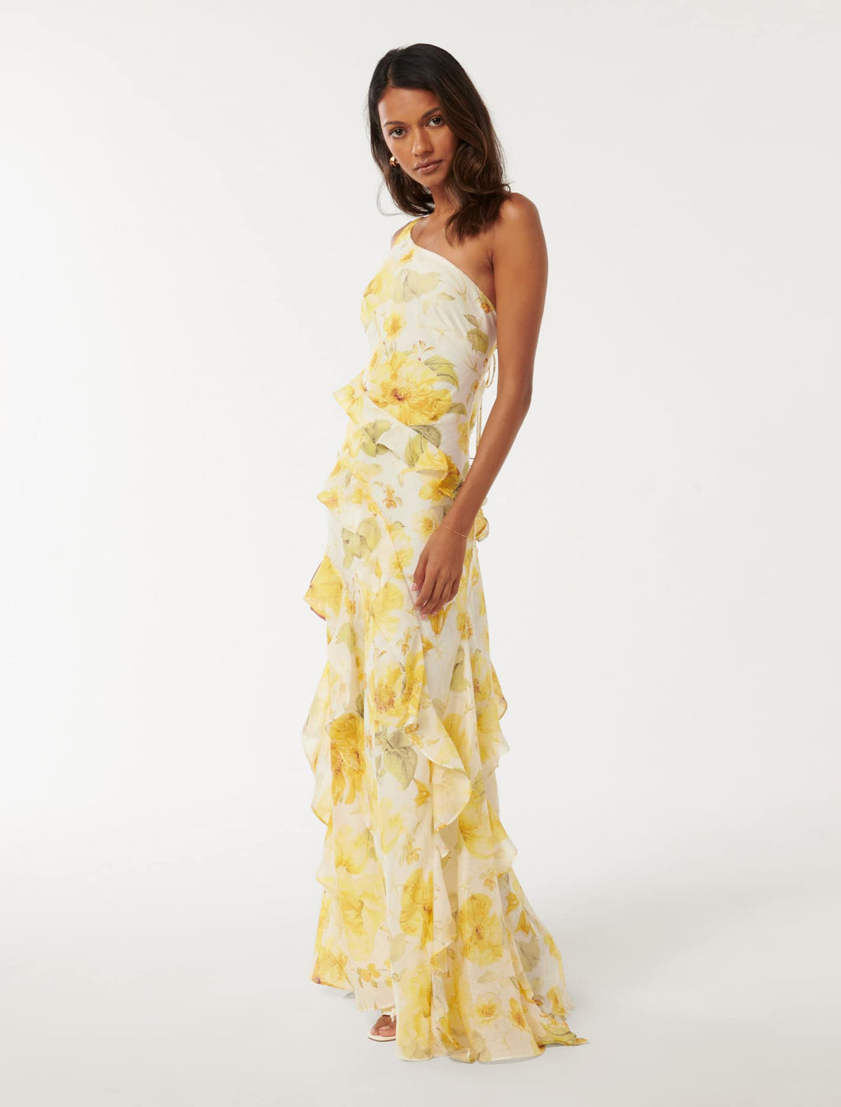 Belle Petite One Shoulder Gown Yellow Layla