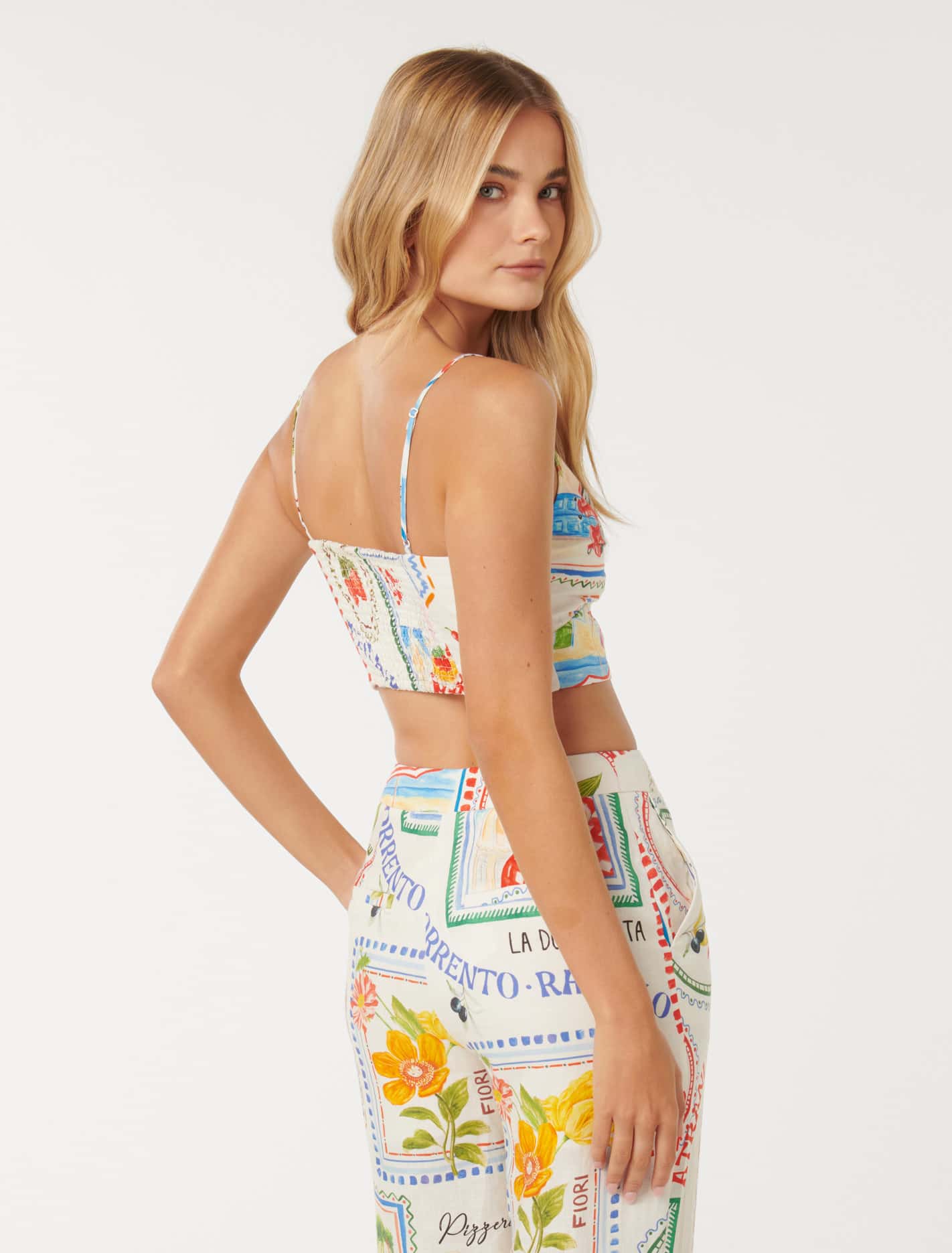 Annie Tie Front Top Amalfi Postcards Co-ord