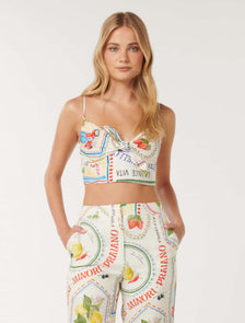Annie Tie Front Top Amalfi Postcards Co-ord