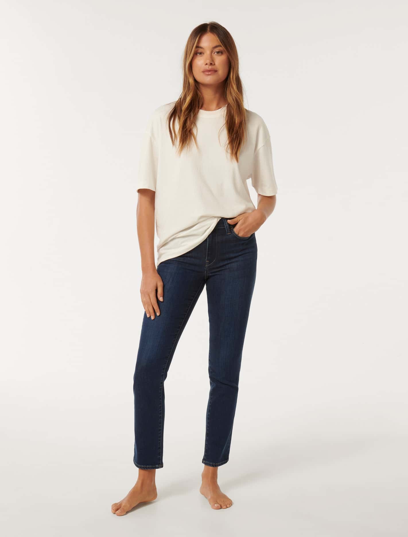 Fran Straight Leg Crop Mid Wash