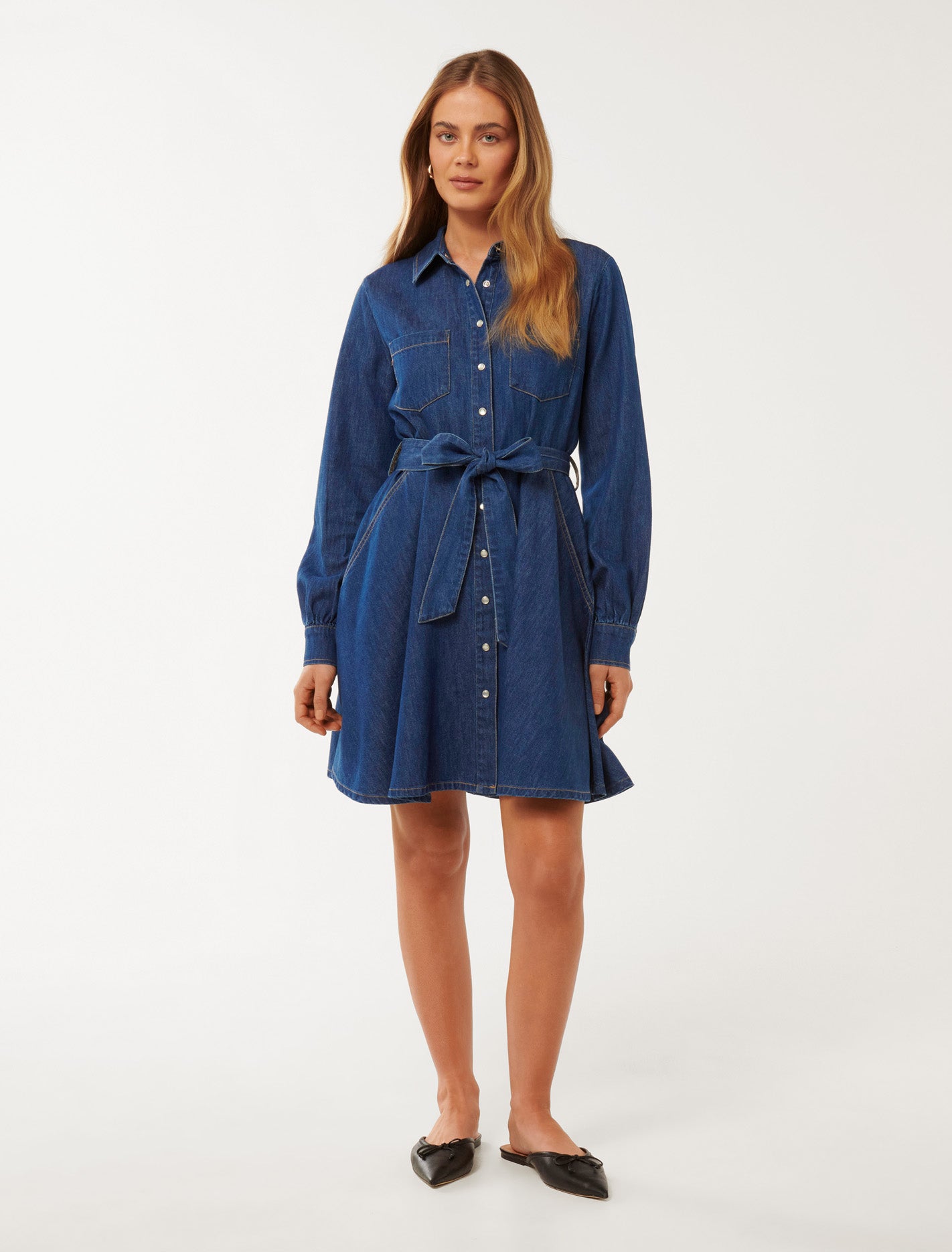 Colette Denim Shirt Dress Dark Wash