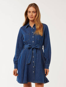 Colette Denim Shirt Dress Dark Wash