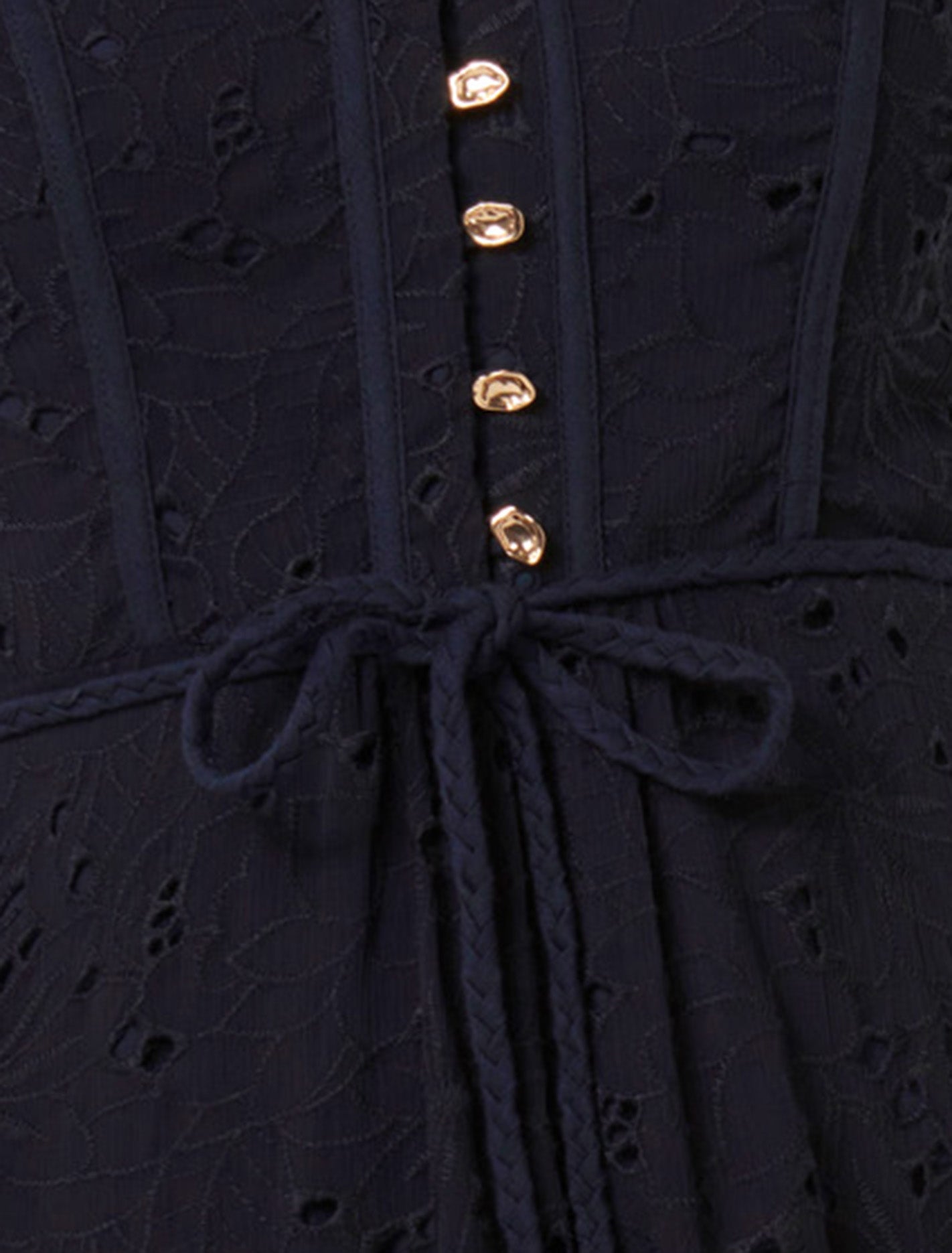 Rachel Embroidered Short Sleeve Midi Dress Navy