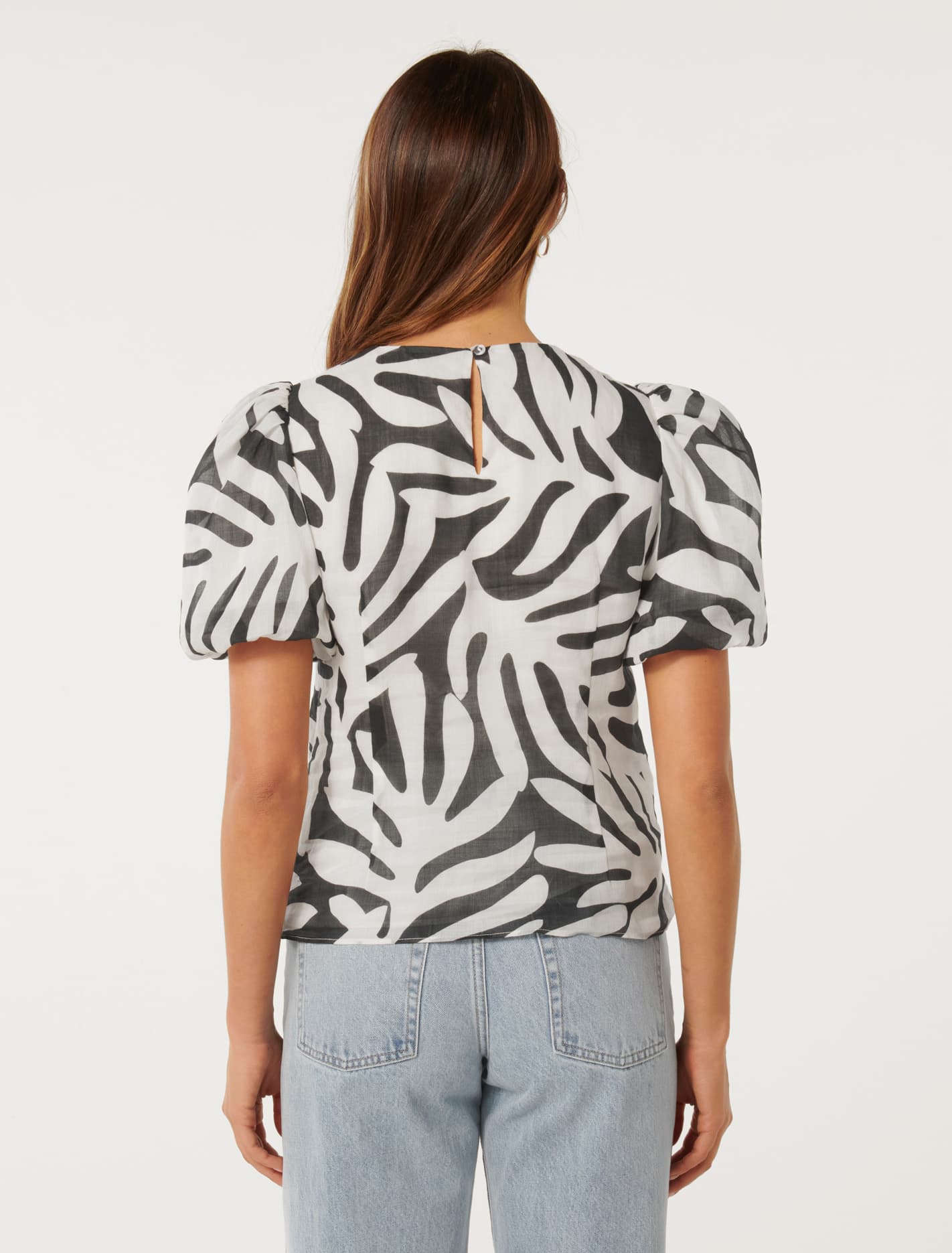 Lula Puff Sleeve Top Milos Leaf