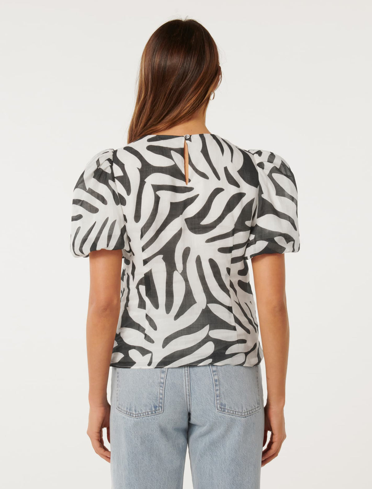 Lula Puff Sleeve Top Milos Leaf
