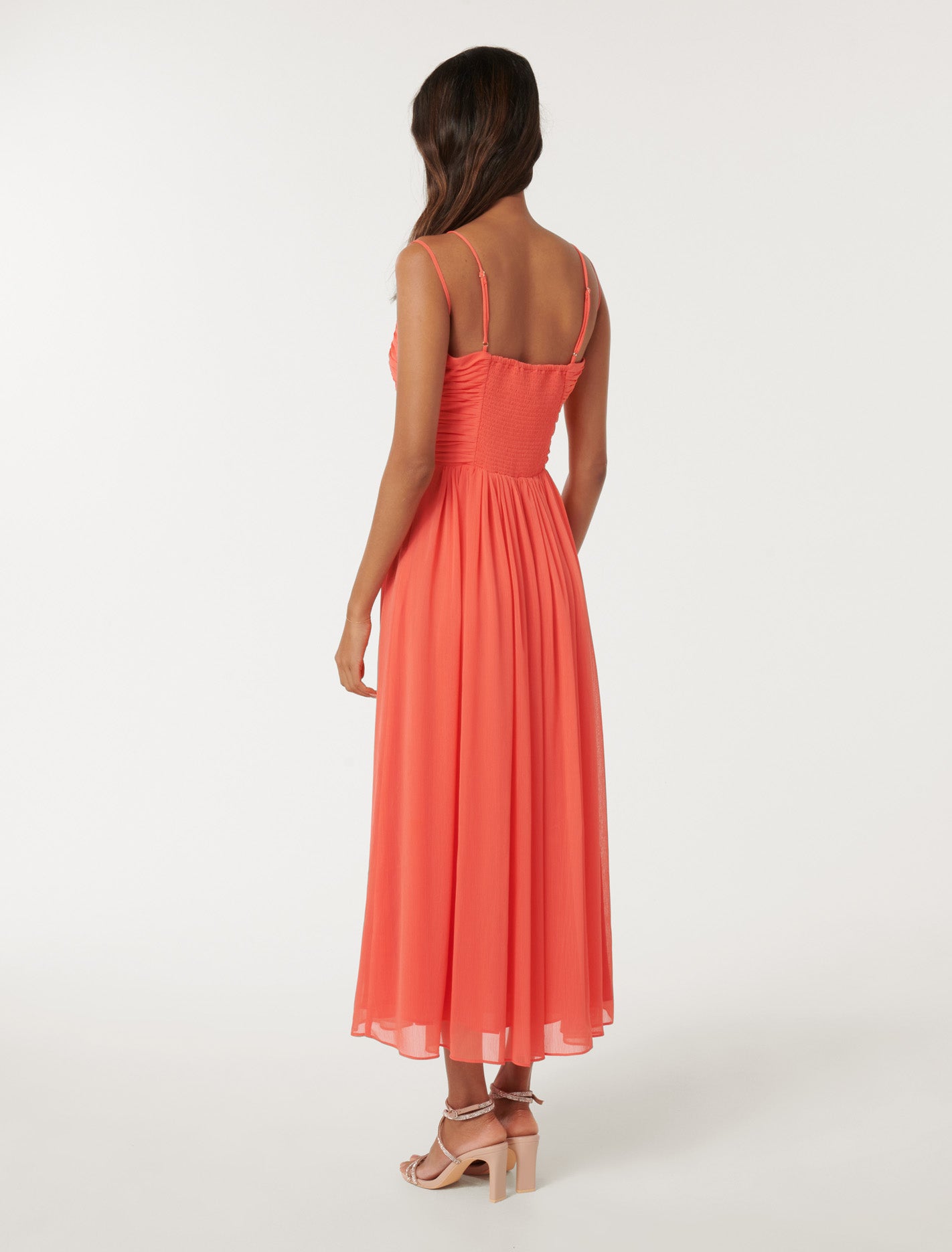 Nakita Petite Ruched Bodice Maxi Coral Crush