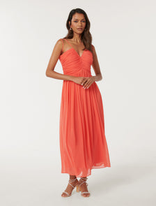 Nakita Petite Ruched Bodice Maxi Coral Crush
