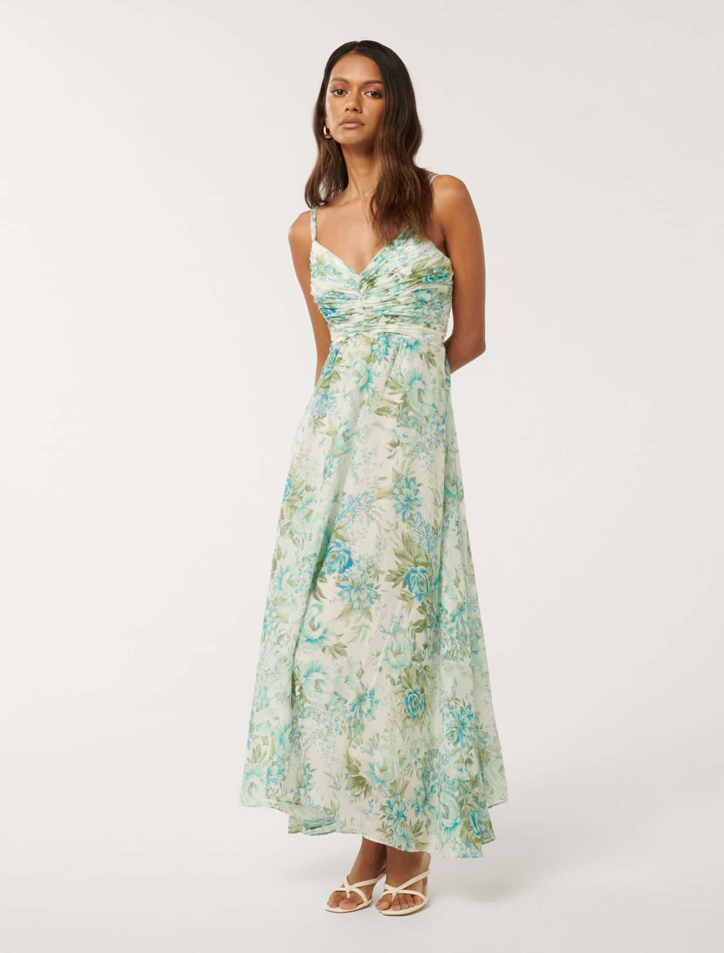Jolie Petite Ruched Bodice Maxi Light Merton Floral