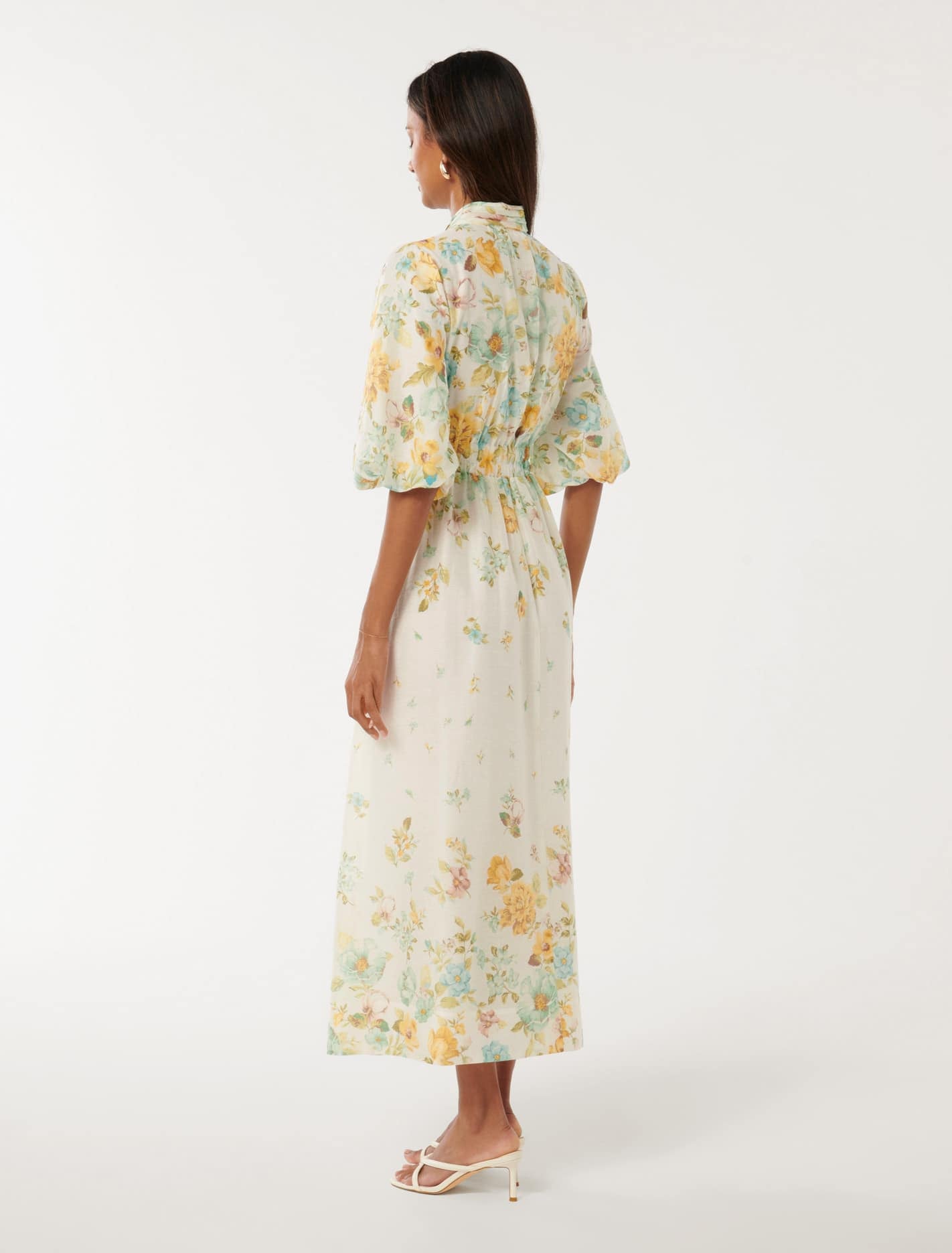 Ivy Petite Puff Sleeve Midi Positano Floral