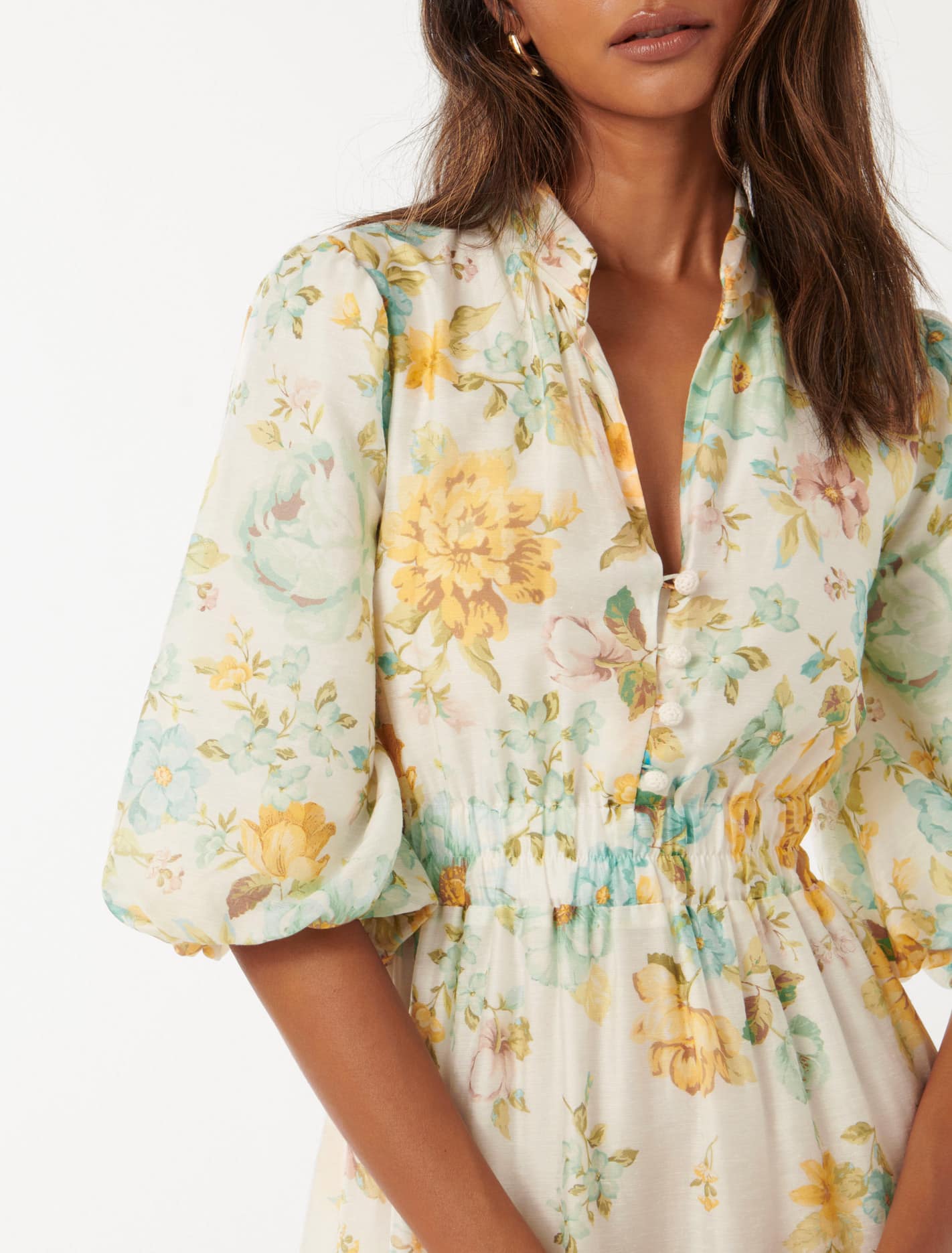Ivy Petite Puff Sleeve Midi Positano Floral