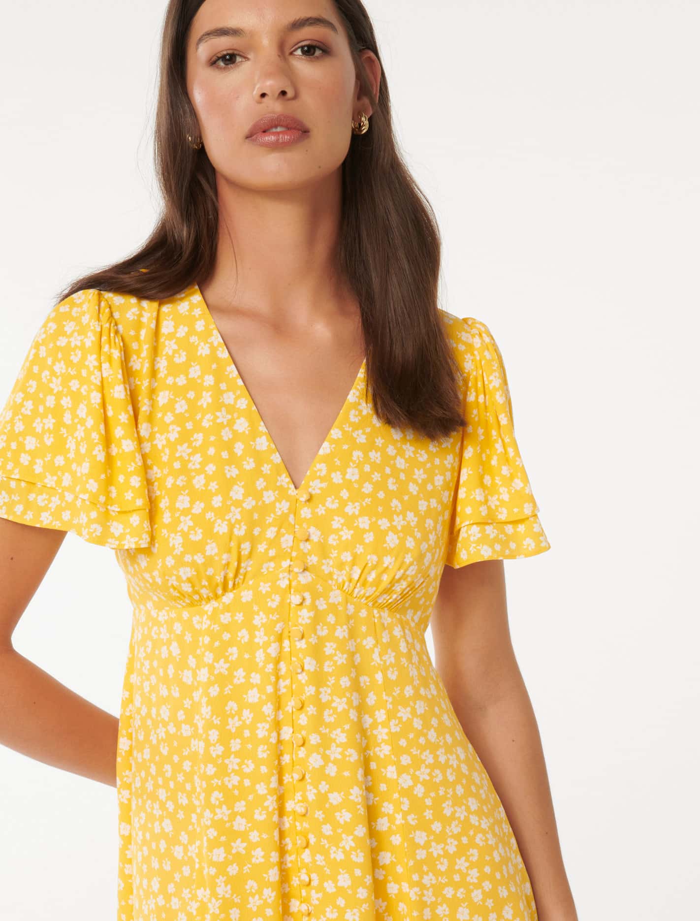 Pria Button Through Mini Gold Lawson Ditsy