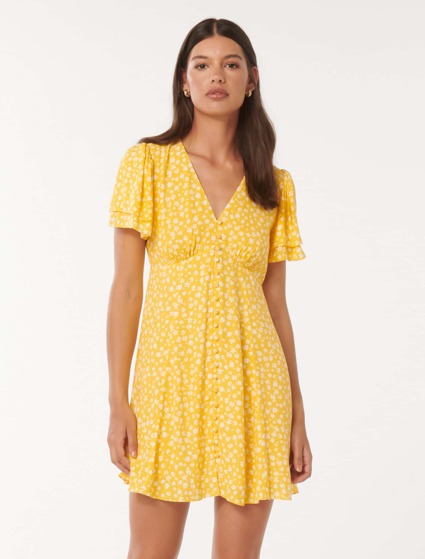 Pria Button Through Mini Gold Lawson Ditsy