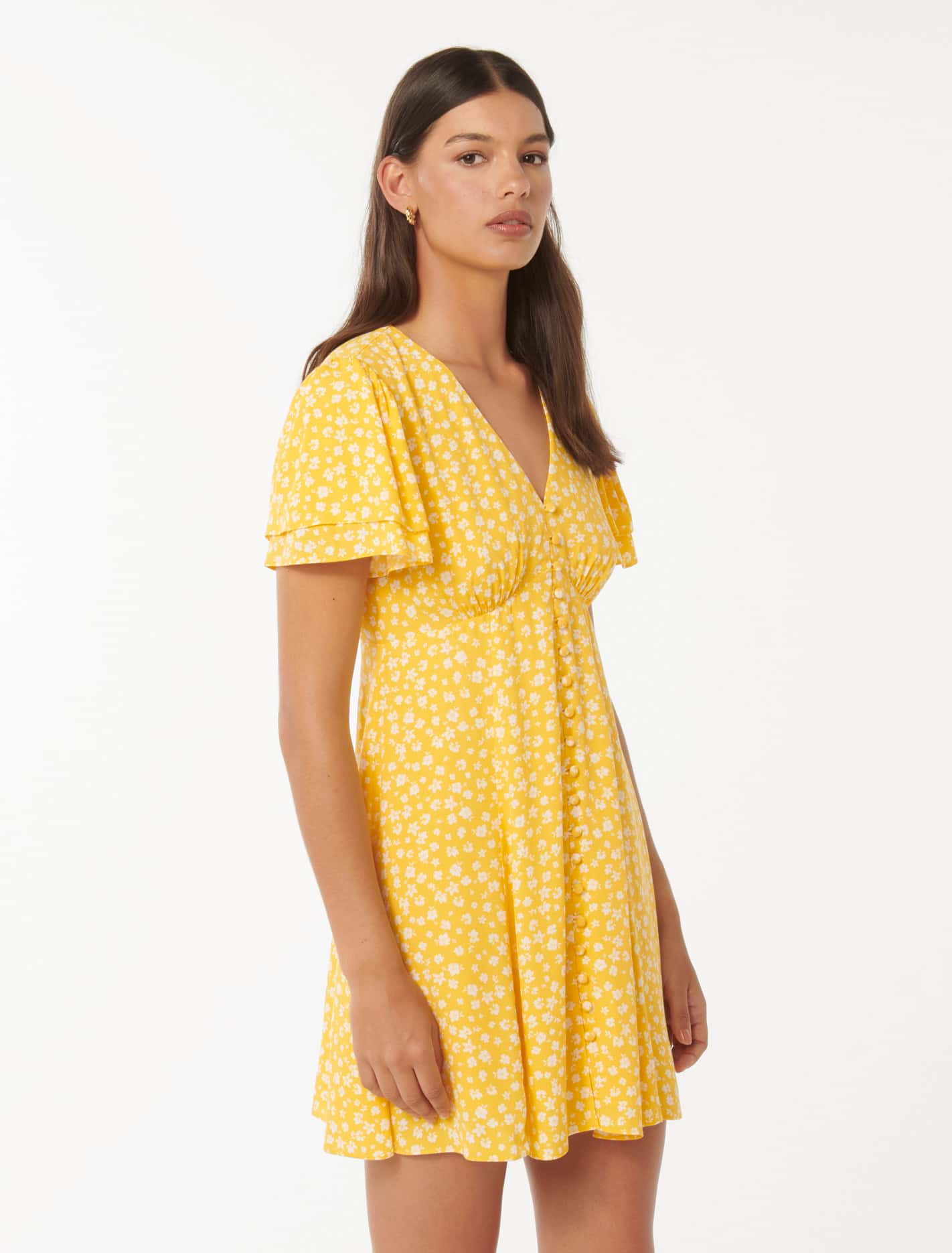 Pria Button Through Mini Gold Lawson Ditsy