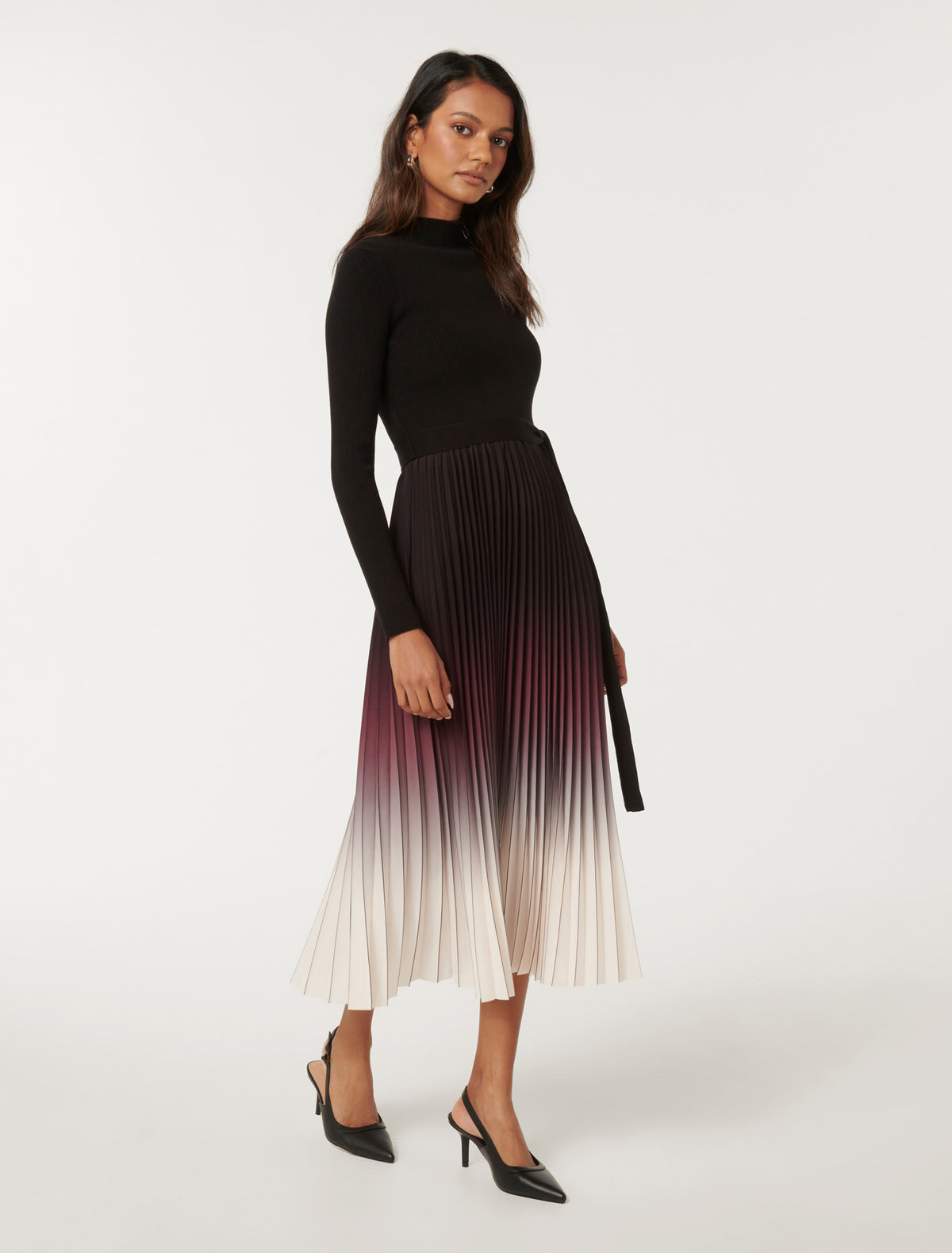 Harmony Petite Midi Dress Berry Ombre