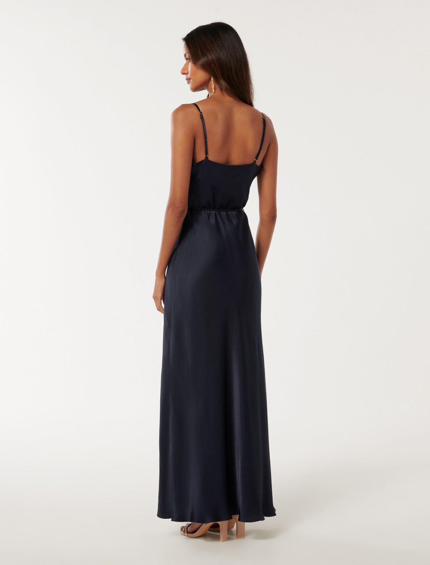 Lucy Petite Satin Cowl Maxi Deep Navy